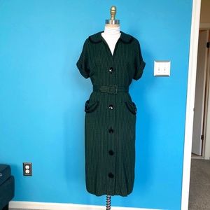 Vintage 1950s/60s Lightweight Wool Checkered Day Dress
